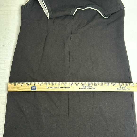 Vince Sleeveless Knit Midi Dress Black & White V-Neck Striped Mesh Hem Size 10 - Picture 12 of 12